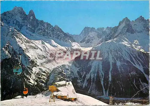 Moderne Karte Chamonix Mont Blanc (Hte Sav) Le telecabine de la Flegere l'Index alt 2385 m