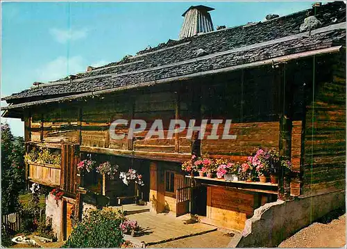 Moderne Karte Nos belles alpes La haut sur la montagne l'etait un vieux chalet fleuri