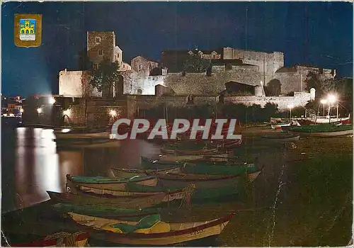 Moderne Karte Lumiere et Couleurs de la Cote Vermeille Colliour vue nocturne sur le Chateau des Tempilers