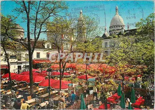 Cartes postales moderne Paris A Montmartre la PLace du Tertre et les coupoles du Sacres Coeur