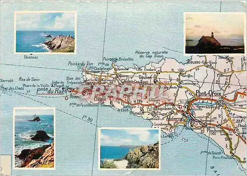 Cartes postales moderne La Pointe du Raz Vue generale l'extreme pointe la pointe du van le rocher du Moine devant la bai