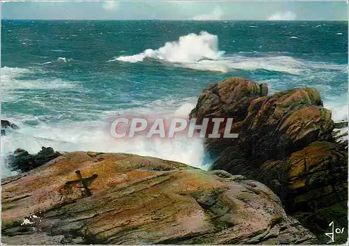 Moderne Karte La Bretagne en couleurs Saint Guenole Penmarch Le rocher des victimes a l'emplacememt marques pa