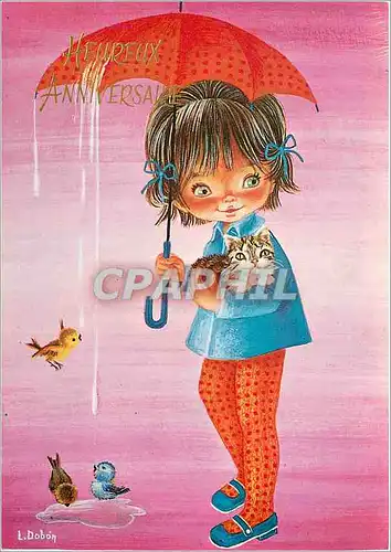 Cartes postales moderne Heureux Anniversaire Chat