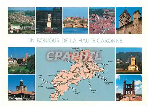 Moderne Karte Un Bonjours de la Haute Garonne