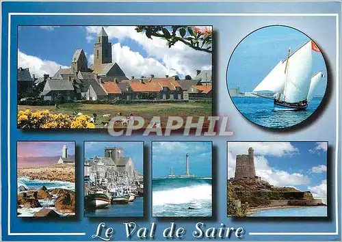 Moderne Karte Le Val de Saire (Manche) Gatteville le phare l'ile de Tatihou Fermanville le cap Levi