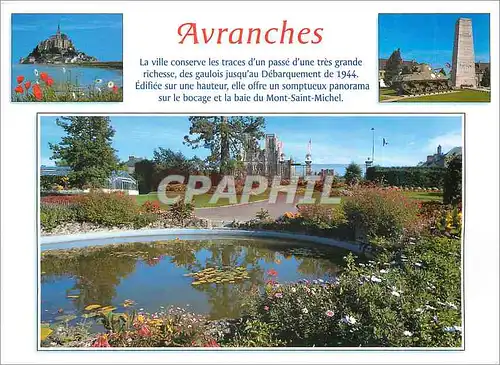 Cartes postales moderne Avranches L'eglise N D des champs le Mont Saint Michel et le monument Patton