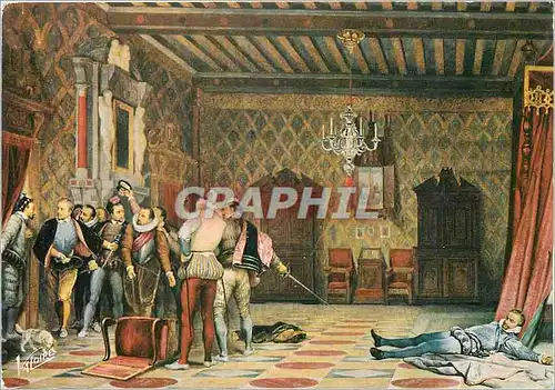 Moderne Karte Blois (Loir et Cher) Le chateau la galerie de peinture de l'aile Louis XII l'assassinat du Duc d