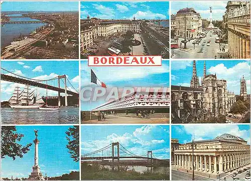 Cartes postales moderne Bordeaux de gauche a droite vue generale du port la place de la bourse