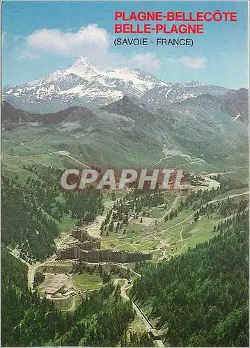 Cartes postales moderne Plagne Bellecote au fond Belle Plagne et le glacier de Bellecote (3250 m)