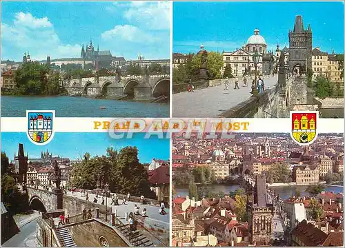Cartes postales moderne Karluv Most Praha Panorama Prazskeho Hradu s Karlovym mostem