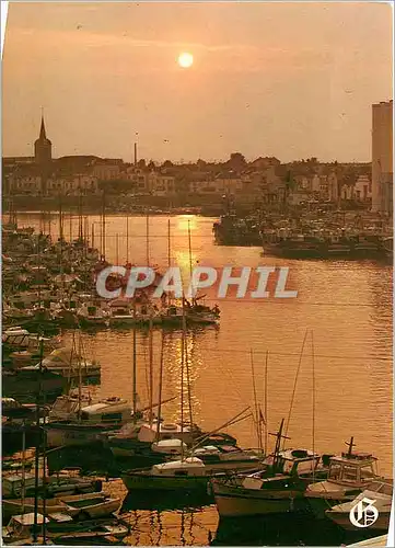 Moderne Karte Sur la Cote de Lumiere les Sables d'Olonne Couchre de Soleil sur le Port Harbour sunset