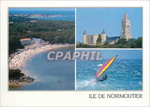 Moderne Karte Ile de Noirmoutier (Vendee) Plage des Dames Vue aerienne Egise Saint Philibert