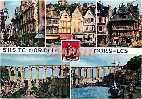 Cartes postales moderne Morlaix (NORD de Finistere) Les vieilles maisons et le viaduc la devise de Morlaix est un jeu de