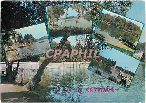 Moderne Karte Le Lac de Settons (Nievre) Le lac a une suplerfivie de 360 ha une contenance de  de M3