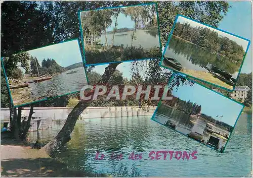 Moderne Karte Le Lac de Settons (Nievre) Le lac a une suplerfivie de 360 ha une contenance de 23000000 de M3