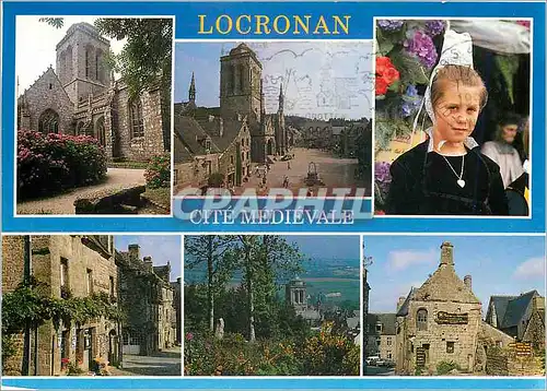 Cartes postales moderne Locronan (Finistere) Les vieilles maisons l'eglise Saint Ronan et le costume regional