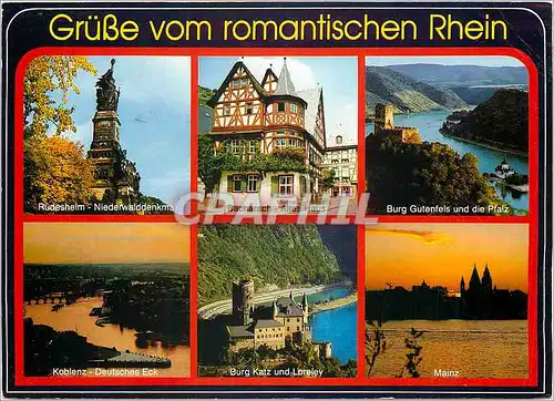 Moderne Karte Grusse vom romantischen Rhein