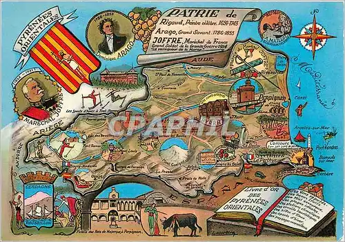 Cartes postales moderne Plan departemental des Pyrenees Orientales Taureau Corrida