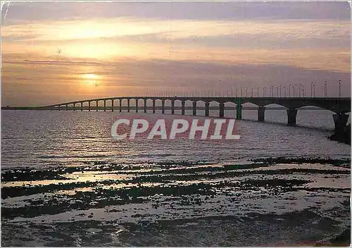 Moderne Karte Pont de l'Ile de Re au coucher du soleil