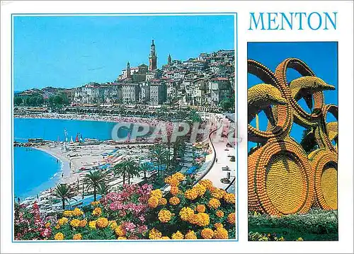 Cartes postales moderne Menton Alpes Maritimes La Vieille ville et decor de la fete du Citron