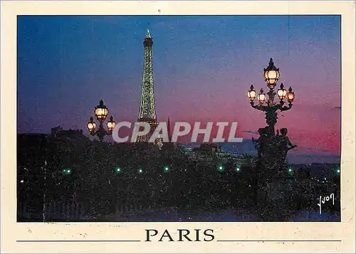 Cartes postales moderne Paris la nuit La Tour Eiffel