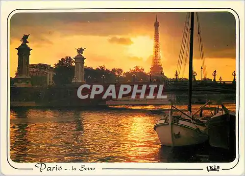 Moderne Karte Paris Crepuscule sur la Seine et la Tour Eiffel