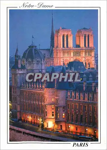 Cartes postales moderne Paris la nuit La Cathedrale Notre Dame