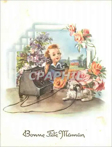 Moderne Karte Bonne Fete Maman Telephone Chien