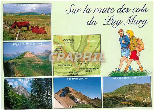 Moderne Karte Sur la route des cols du Puy Mary Randonnee