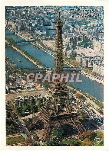 Moderne Karte En Survolant Paris La tour Eiffel et la Seine