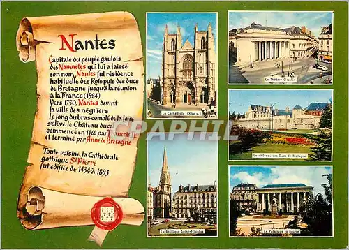 Cartes postales moderne Nantes Loire Atlantique La cathedrale Le theatre Graslin Le ch�teau des Ducs de Bretagne La basi