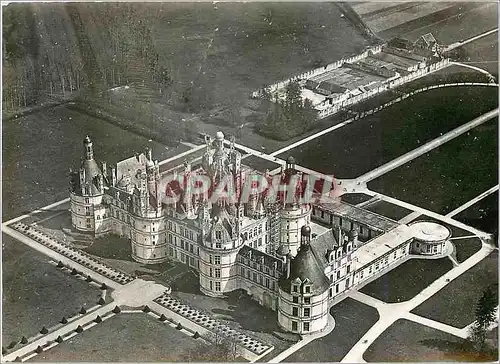 Moderne Karte Chambord Loir et Cher Le Chateau Ensemble au Nord Ouest Vue aerienne