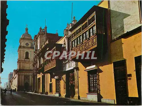 Cartes postales moderne Balcones Coloniales en la Calle San Pedro Colonial Balconies Saint Peter Street Lima Peru