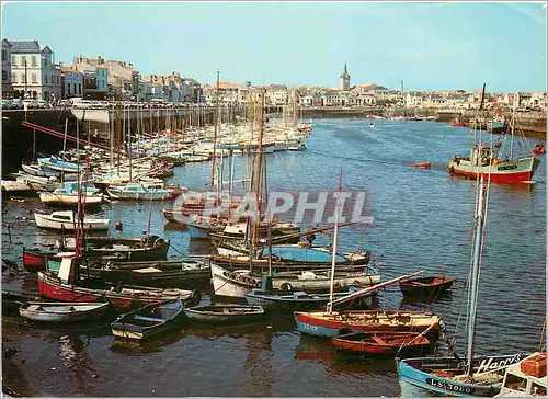 Moderne Karte Sur la Cote de Lumiere Les Sables d'Olonne Le Port au fond la Chaume