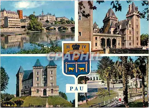 Moderne Karte Souvenir de Pau Le Chateau et le Gave