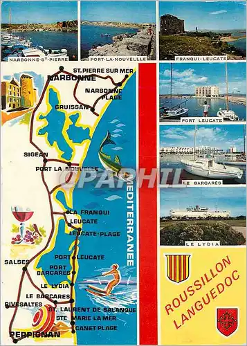 Moderne Karte Souvenir du Languedoc Roussillon Narbonne St Pierre Port La Nouvelle Le Barcares