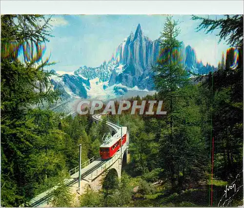 Cartes postales moderne Massif du Mont Blanc HS Train Chemin de fer de la mer de glace et l'aiguille du Dru