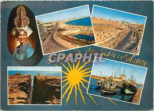 Cartes postales moderne Souvenir des Sables d'Olonne Costume des sables La piscine Le remblai Le puits de l'enfer Le por