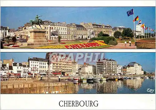 Moderne Karte Cherbourg Manche La place Napoleon et la Statue Equestre de L'Empereur