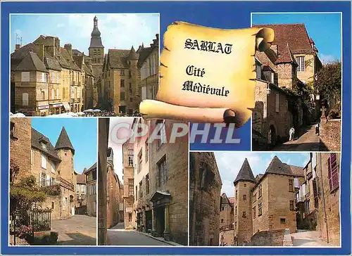 Moderne Karte Sarlat Dordogne Dans la cite medievale