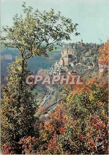 Moderne Karte Rocamadour Lot Le Village vu de la route de l'Hospitalet