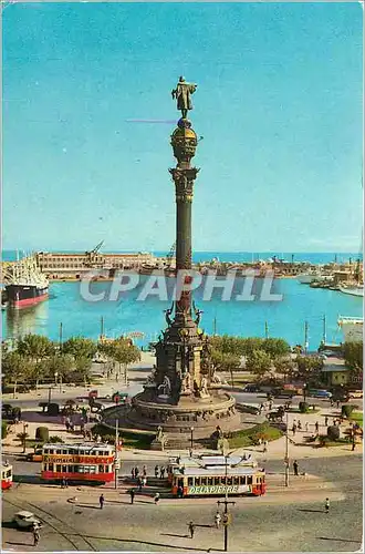 Cartes postales moderne Barcelona Le Monument a Colon et le port Tramway