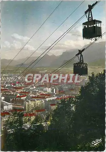 Moderne Karte Les Belles Alpes Francaises Grenoble Teleferique de la Bastille Croisement des deux bennes