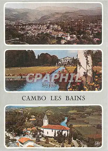 Cartes postales moderne Cambo les Bains Vue Generale Les Jardins et la Villa Arnaga L'Eglise