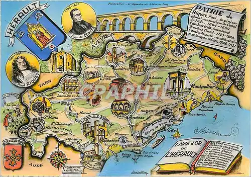 Cartes postales moderne Plan Departemental de l'Herault Auguste Comte Paul Riquet