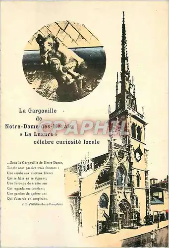 Moderne Karte Villefranche en Beaujolais Rhone Notre Dame des Marais et sa celebre gargouille