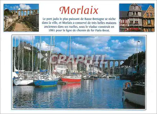 Moderne Karte Morlaix Finistere Le viaduc les Vieilles maisons et le port