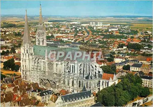 Moderne Karte Les Merveilles de Chartres Eure et Loir La Cathedrale vue d'Avion