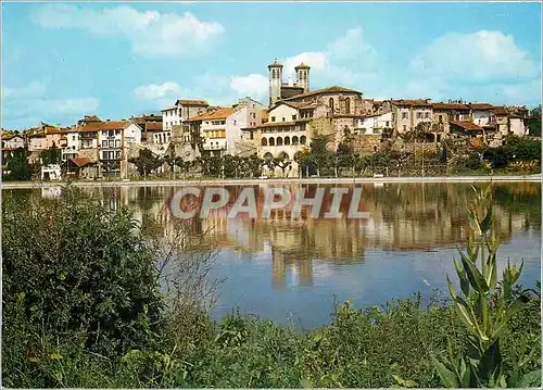 Moderne Karte Cazeres sur Garonne Haute Garonne Vue generale l'Eglise et le plan d'Eau