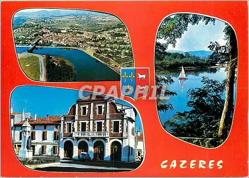 Cartes postales moderne Cazeres Vue aerienne le lac l'Hotel de Ville